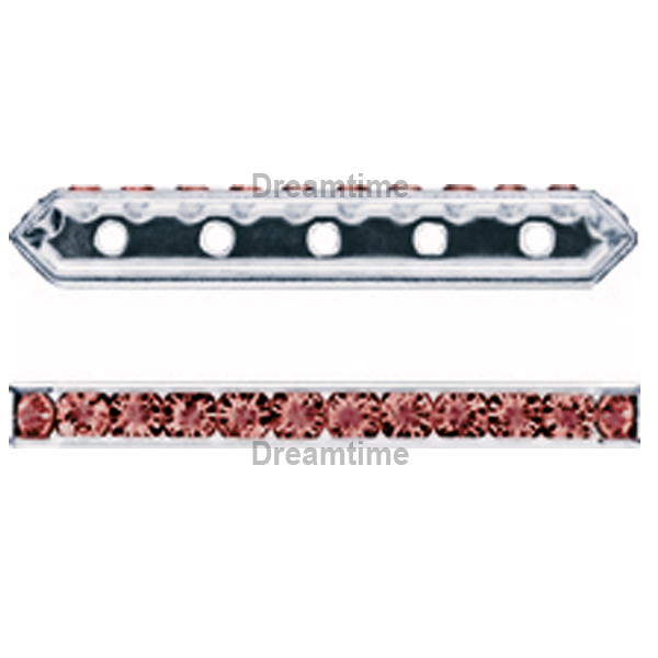 Dreamtime Crystal DC 77730 Rondelle Spacer Bars 5 Hole Dark Red Coral/Silver